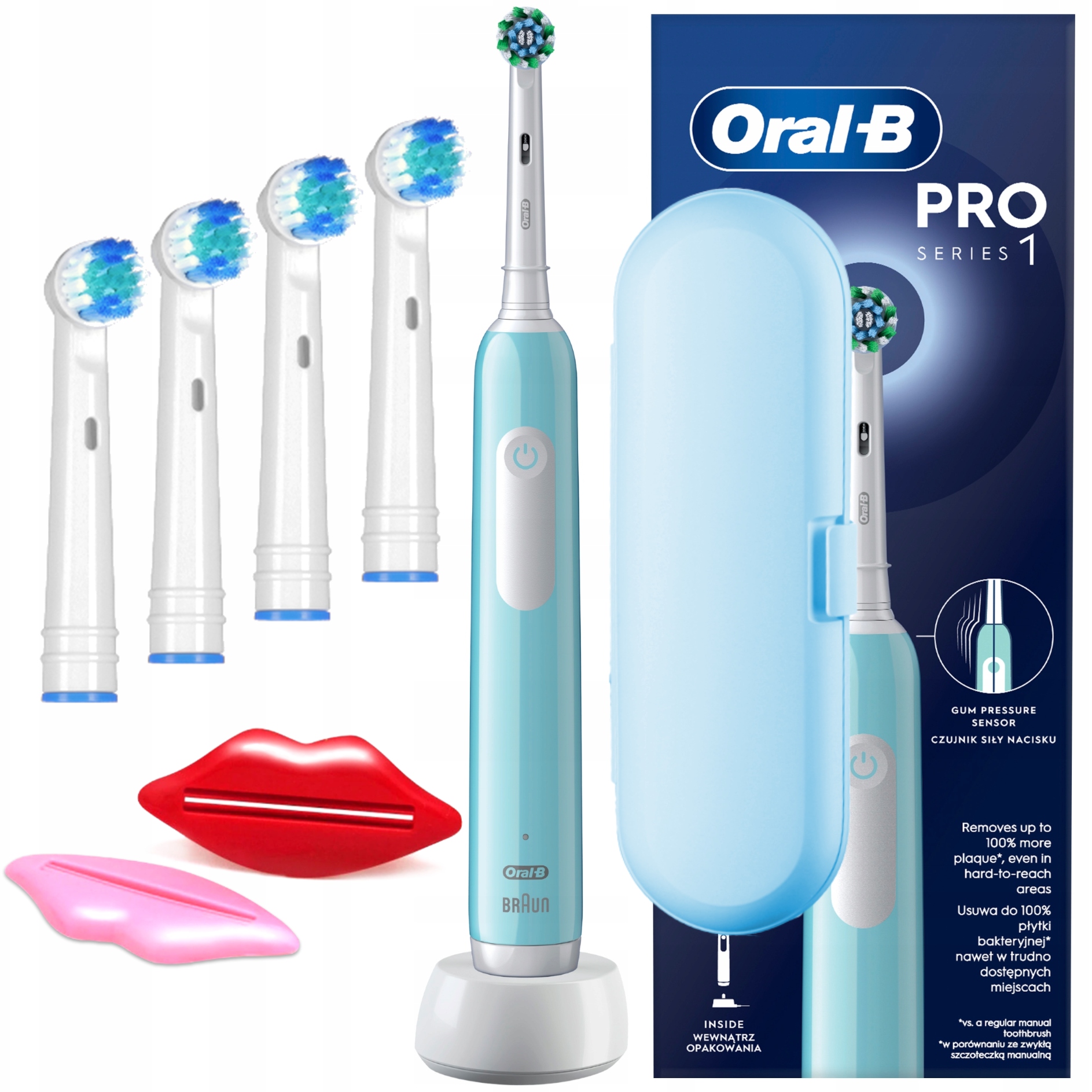 Oral-B Pro Series 1 modrá rotačná elektrická zubná kefka s puzdrom
